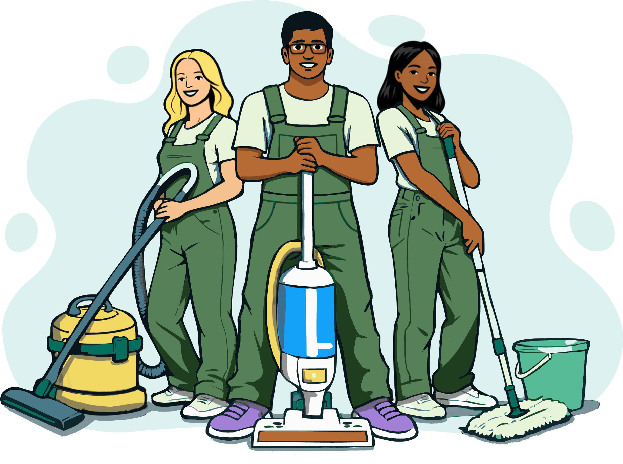 Professional cleaning team